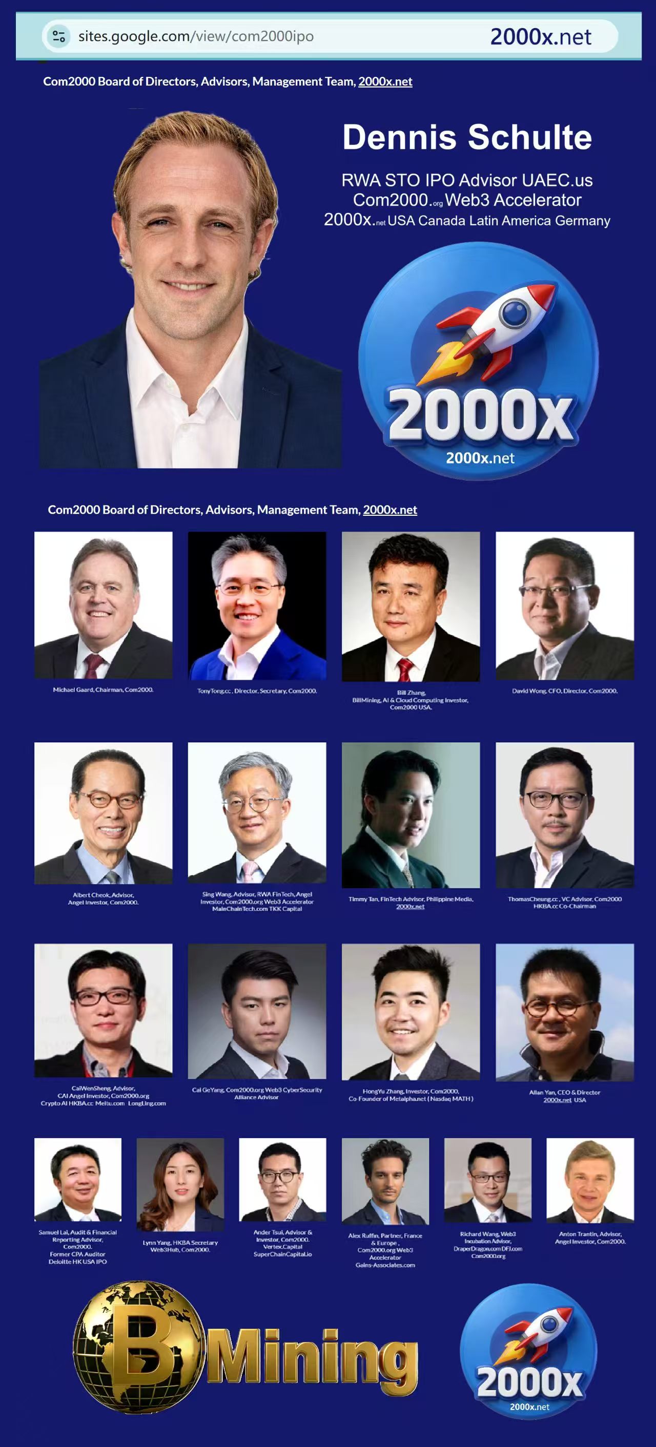 Com2000 Board, Advisors & Management Team — BMining × 2000x.net